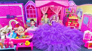 24 Minutes Satisfying Unboxing Barbie Giant Purple Gown, Baby Bath & Royal Dollhouse ASMR