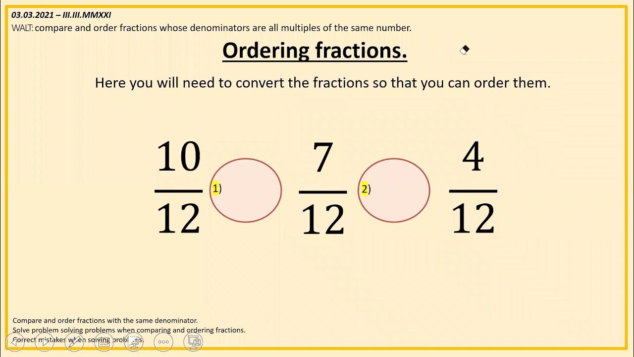 comparing fractions problem solving year 5