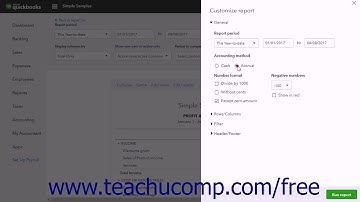 QuickBooks Online Plus 2017 Tutorial Customizing General Report Settings Intuit Training