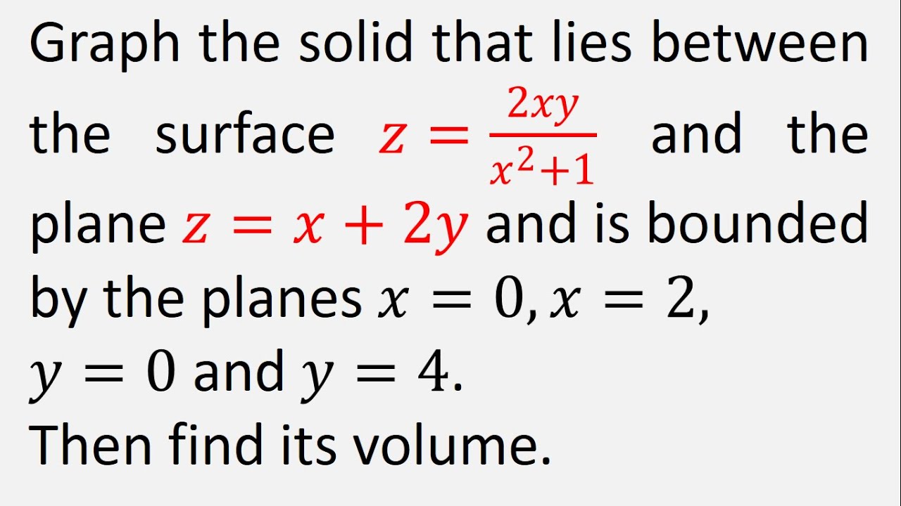 Graph The Solid That Lies Between Z 2xy x 2 1 And The Plane Z X graph-the-solid-that-lies-between-z-2xy-x-2-1-and-the-plane-z-x