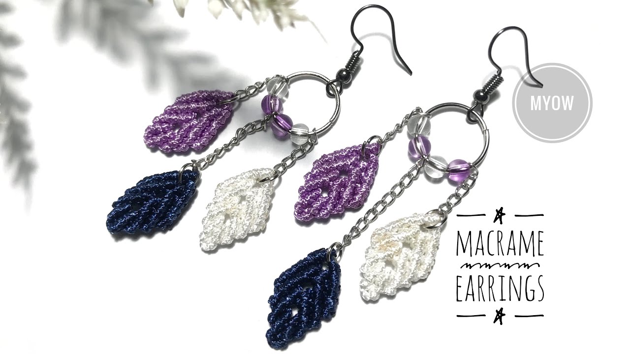 MACRAME EARRINGS - MACRAME LEAVES - MYOW 364