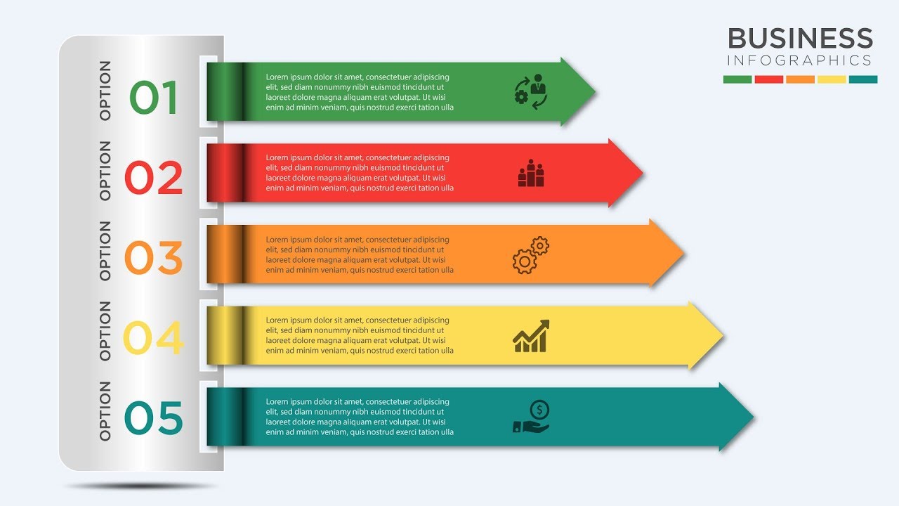 Modern Creative Business Infographics 5 Steps Vector Illustration - illustrator tutorial