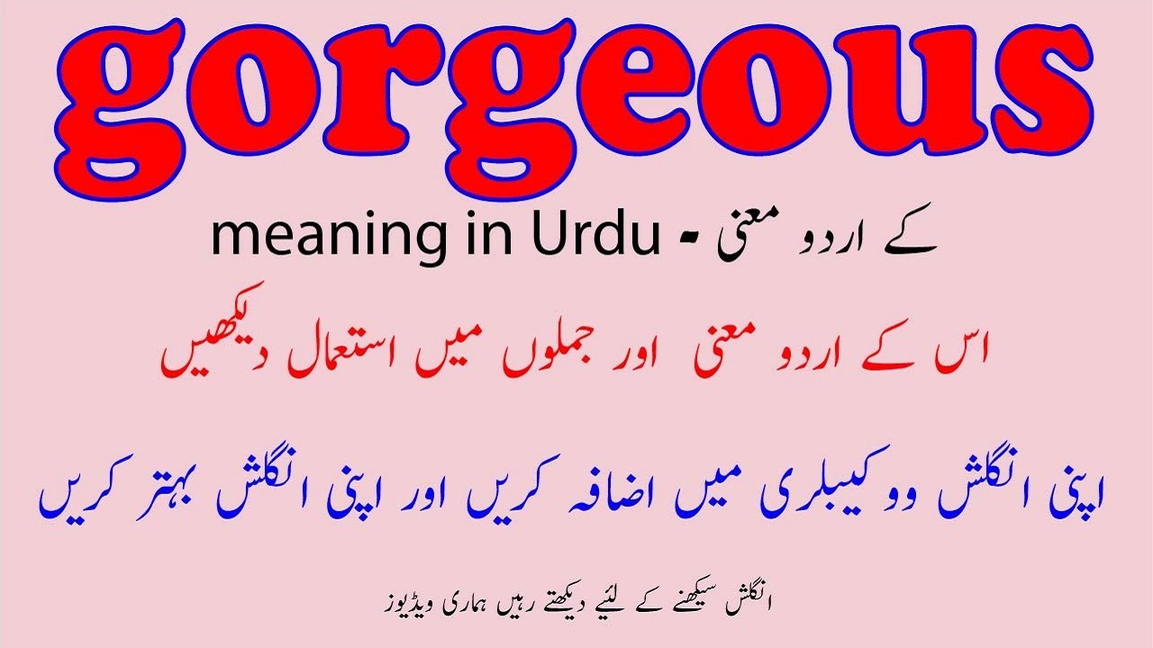 gorgeous meaning in Urdu | gorgeous in Urdu | gorgeous examples | meaning in Urdu