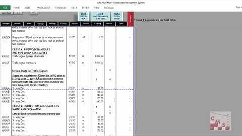 23  How to make Quantities Surveying and BOQ for INFRA STRUCTURE WORKS by CMS