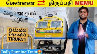 🚂CHENNAI to TIRUPATI  MEMU Express Just Rs. 35 only😱 Train vlog| Michael Raj