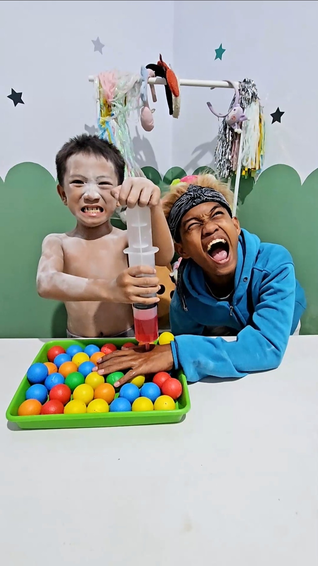 Crying because of the injection