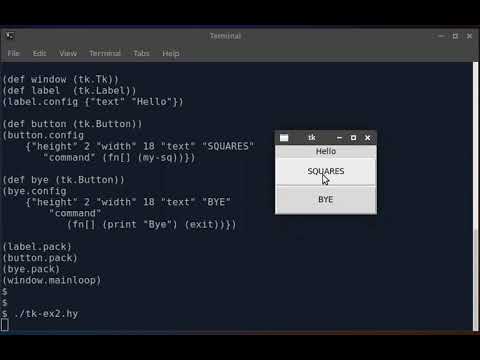 Hy Program showing Tkinter buttons.
