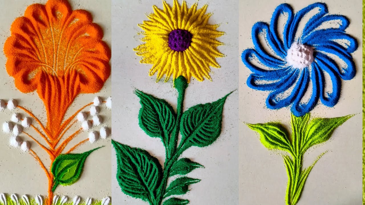 Different types of flowers design | Easy Tips & tricks  | Daily kolam | Doorstep designs