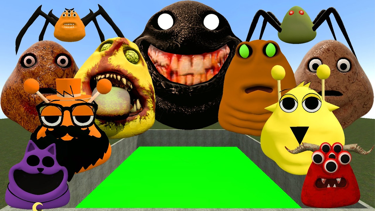 😱SPARTAN KICKING POU BOU FAMILY FROM BOU'S REVENGE Of POU and SPRUNKI POU in TOXIC PIT Garry's Mod??