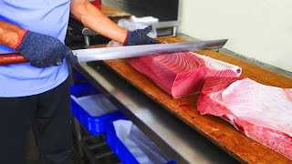 The Highest Quality of Giant Bluefin Tuna Cutting for Luxurious Sashimi!