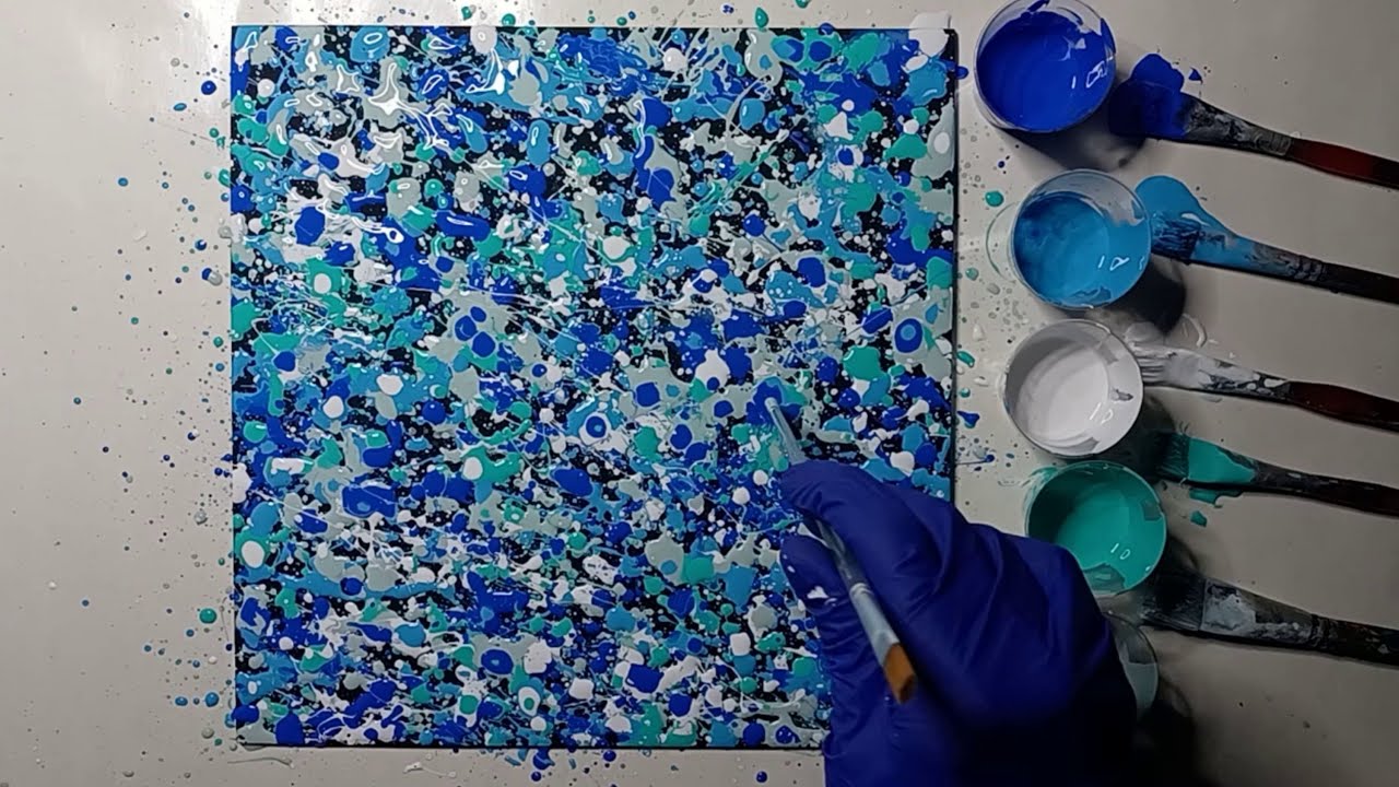 アクリルペイント抽象画 原画 acrylic abstract painting Abstract Painting Multicolored Splattered Painting with