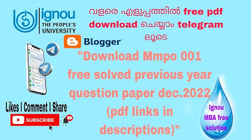MMPO 001 Dec 2022 free solved previous year question paper pdf links in description