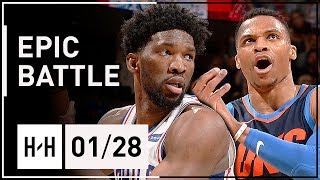 Russell Westbrook vs Joel Embiid EPIC Battle Highlights (2018.01.28) Sixers vs Thunder - INTENSE!