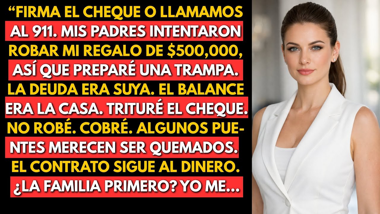 “Firma el cheque o llamamos al 911.”Mis padres intentaron robar mi regalo de $500,000 — así que...