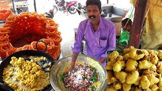 Onion Pakoda 10 rs - Onion Vada 10 rs - Aloo Bajji 10 rs Plate | Common Street Food in India