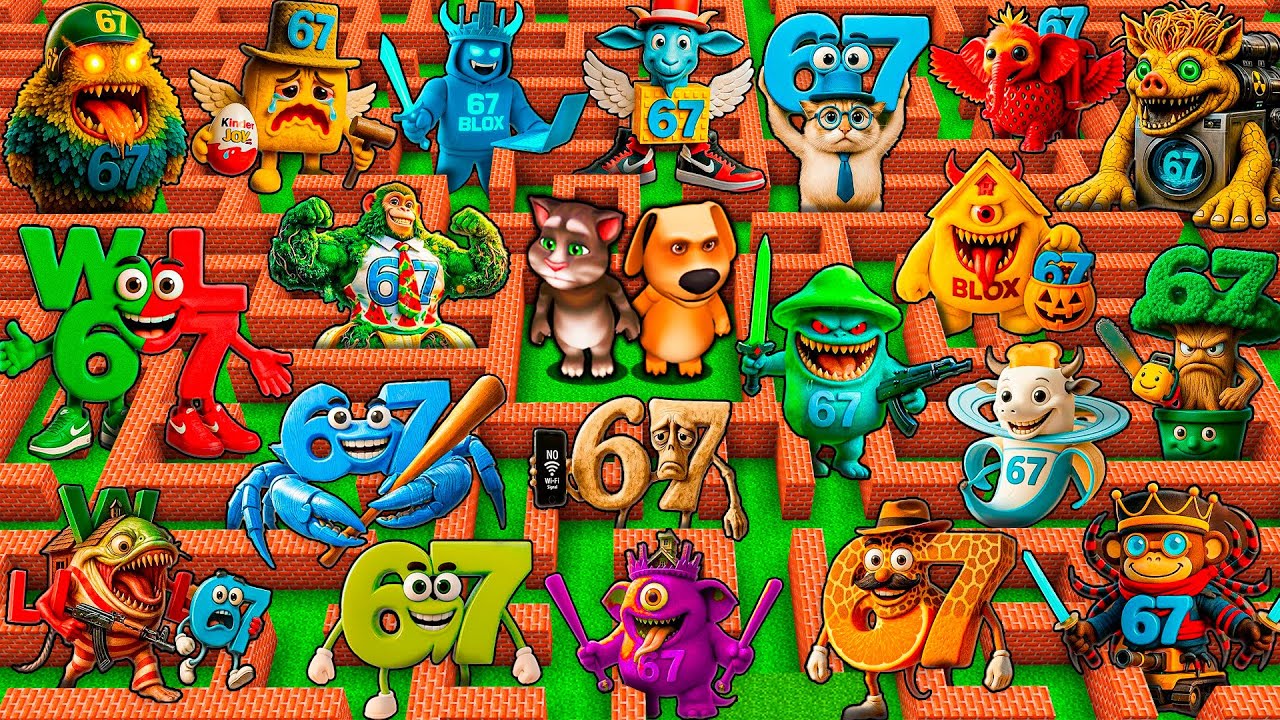 ВЫЖИВАНИЕ В ЛАБИРИНТЕ СО ВСЕМИ ШЕСТЬЮ-СЕМЬЮ ИТАЛЬЯНСКИМИ ЖИВОТНЫМИ - 67 KID 61 MEME - MINECRAFT A...