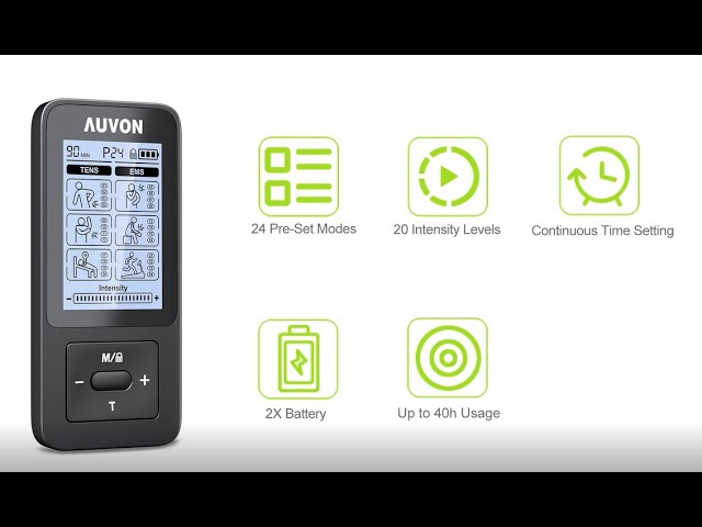 AUVON TENS Unit Dual Channel EMS Muscle Stimulator for Pain Relief,  Rechargeable Tens Machine with 2X Battery Life