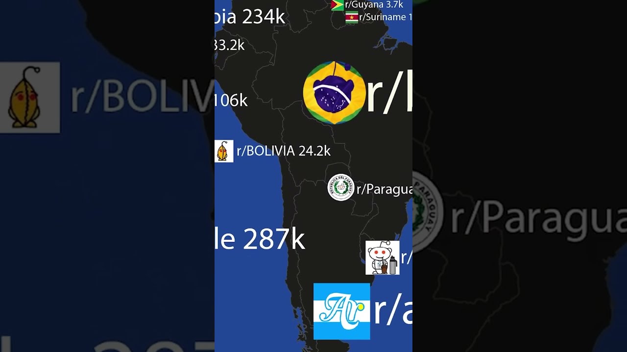 Most popular subreddit world map