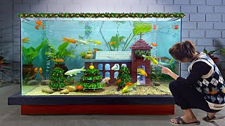 Christmas decor! DIY beautiful aquarium with church and Christmas trees