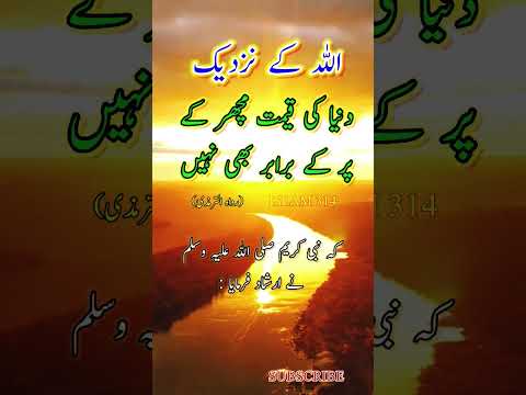 #shorts Dunya be haisiyat hai |hadees sharif|hadees shareef #ALLAH #DUA #wazifa #namaz #juma #jannat