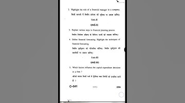 Corporate finance and policy Mc203 (2024) question paper #commerce #hpu#paper #mcom #icdeol#question