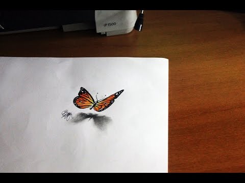 Drawing A 3d Butterfly Tutorial Youtube