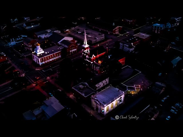 Welcome to Bedford Pa. Cinematic drone video of Bedford at twilight.  Set to stand by me class=