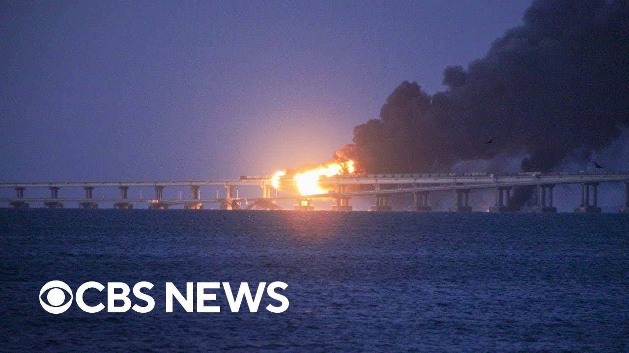 ⁣Blast damages Crimea bridge, key supply route in Russia's war in Ukraine