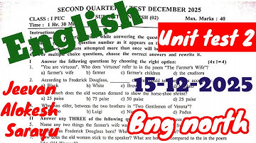 1st puc english unit test 2 question paper important questions for unit test 2 Karnataka kseab 