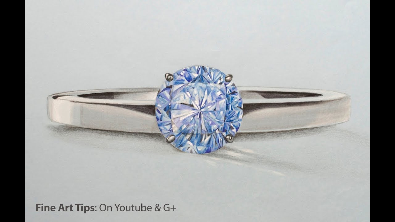 ⁣How to Draw a Blue Diamond Ring - Wie man einen blauen Diamant-Ring zeichnet