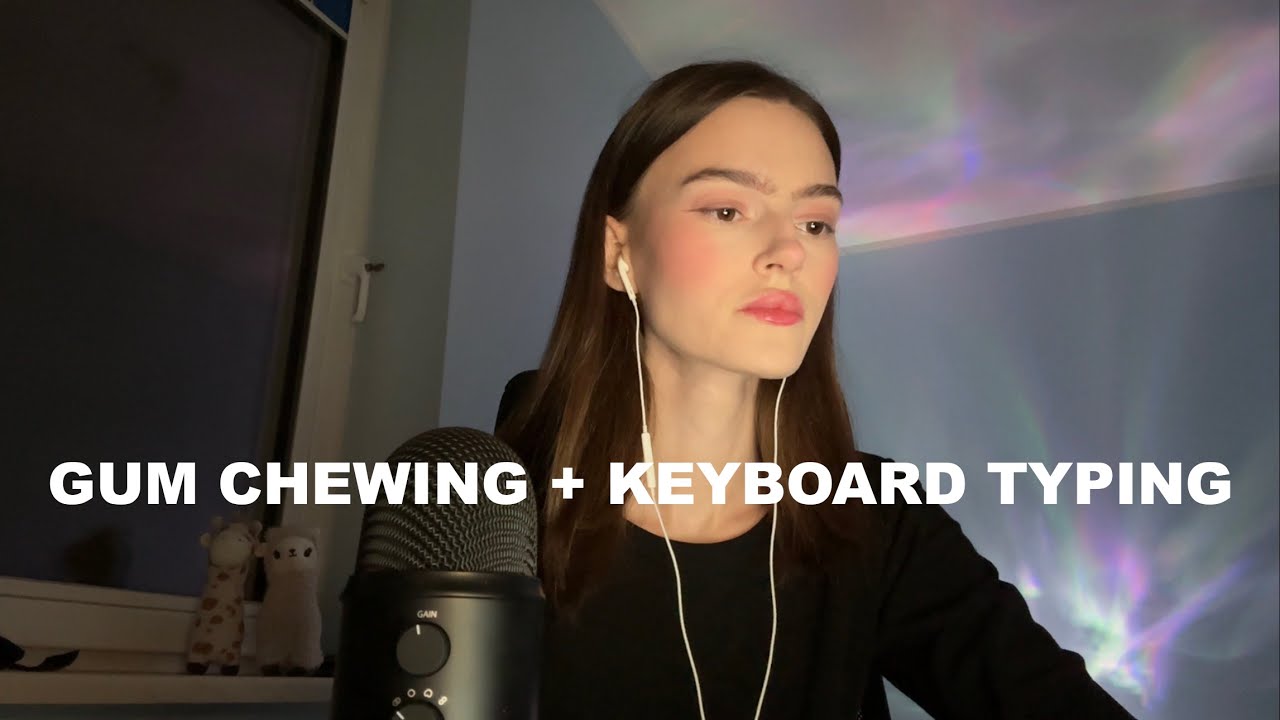 ASMR gum chewing + keyboard sounds (watch me work)