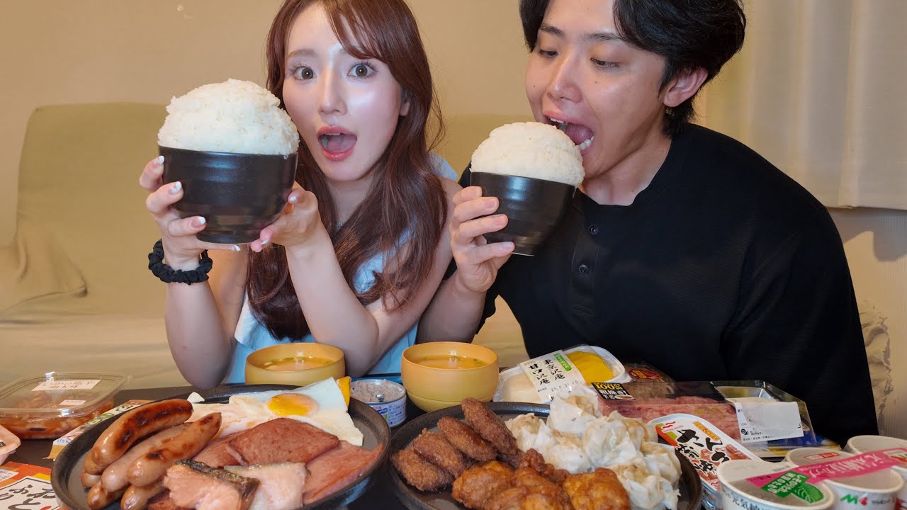 【飯テロ】好きなおかずを沢山買って白米５合食べたら幸せすぎて笑いが止まらなくなった。