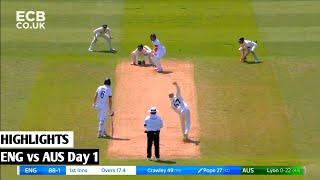 Joe Root 100* | England vs Australia Day 1 Highlights | Full Match Highlights | Today Match