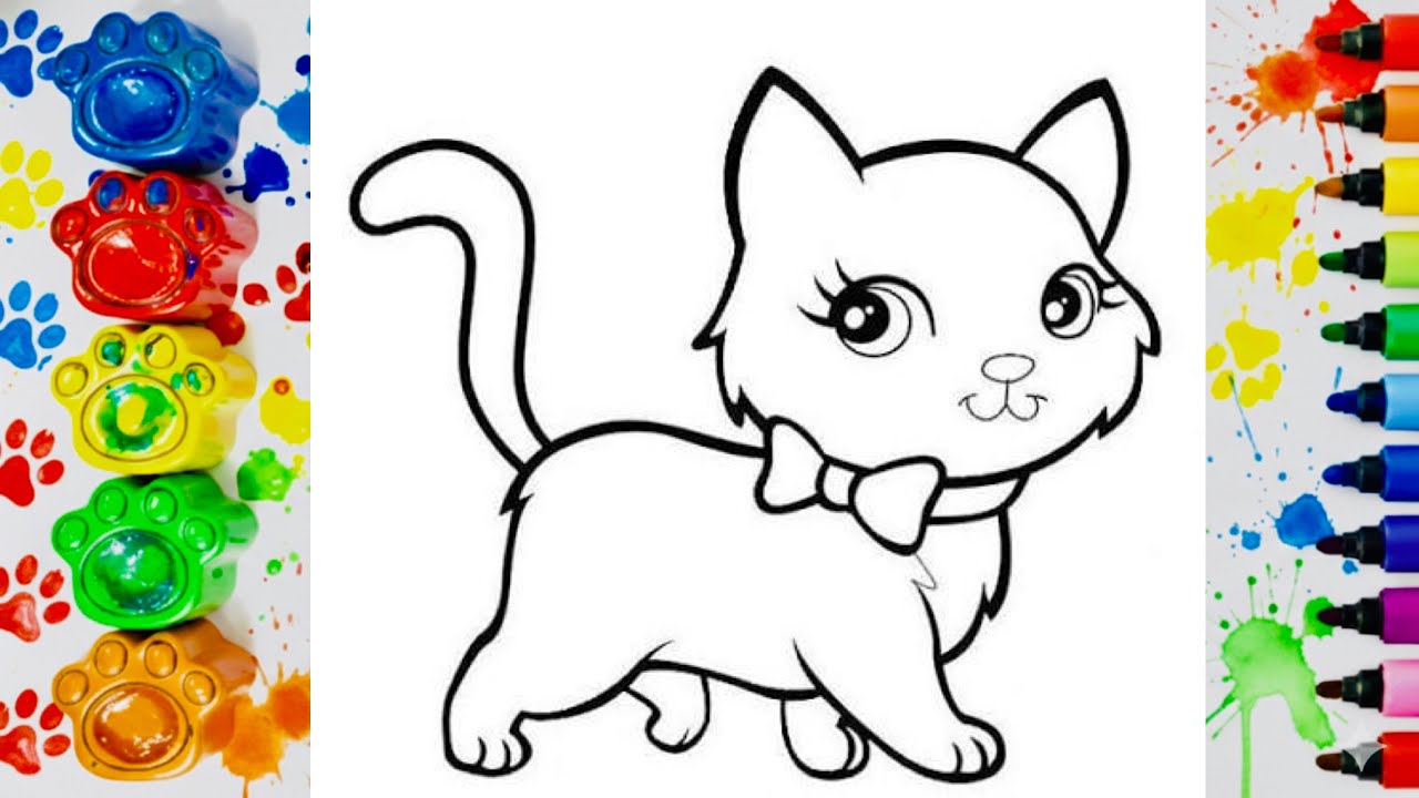 How to Draw and Color a Cute Cat 🐱🎨 | Easy Step by Step