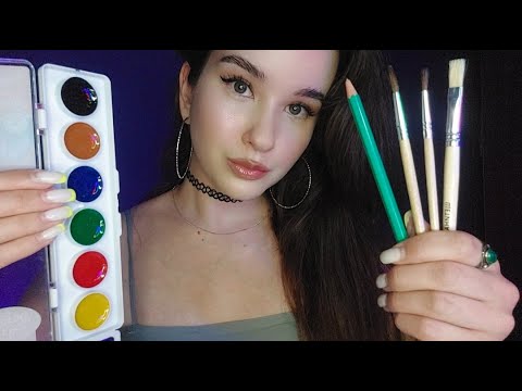 ASMR The sound of a pencil and a brush. Реставратор картин. Painter. АСМР