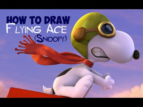 How to Draw Snoopy Flying Ace The Fighter Pilot From The Peanuts Movie