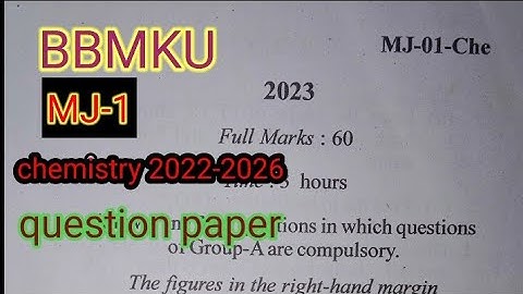 BBMKU MJ 1 CHEMISTRY Questions PAPER 2022-2026 #chemistryquestionpaper #bbmku #vbu #bsczoology #msc