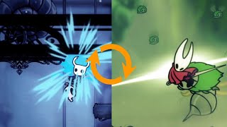 картинка: Hollow Knight, но каждый раз когда я получаю урон я переключаюсь на Silksong!