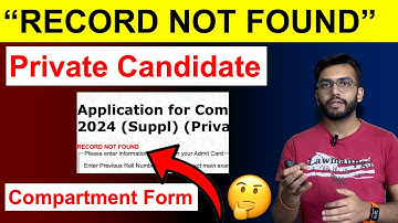 "RECORD NOT FOUND" problem of Private Candidate CBSE 2024 | How To Fill CBSE Compartment Form July