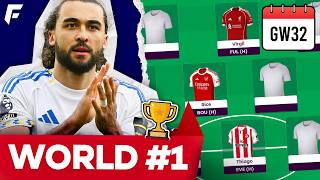 FPL GW32 RANK 1 TEAM SELECTION 🌍 WILDCARD TEAM 🏆
