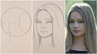 Portrait drawing Practice | How to draw a Girl | Using loomis method for beginners, tutorial drawing