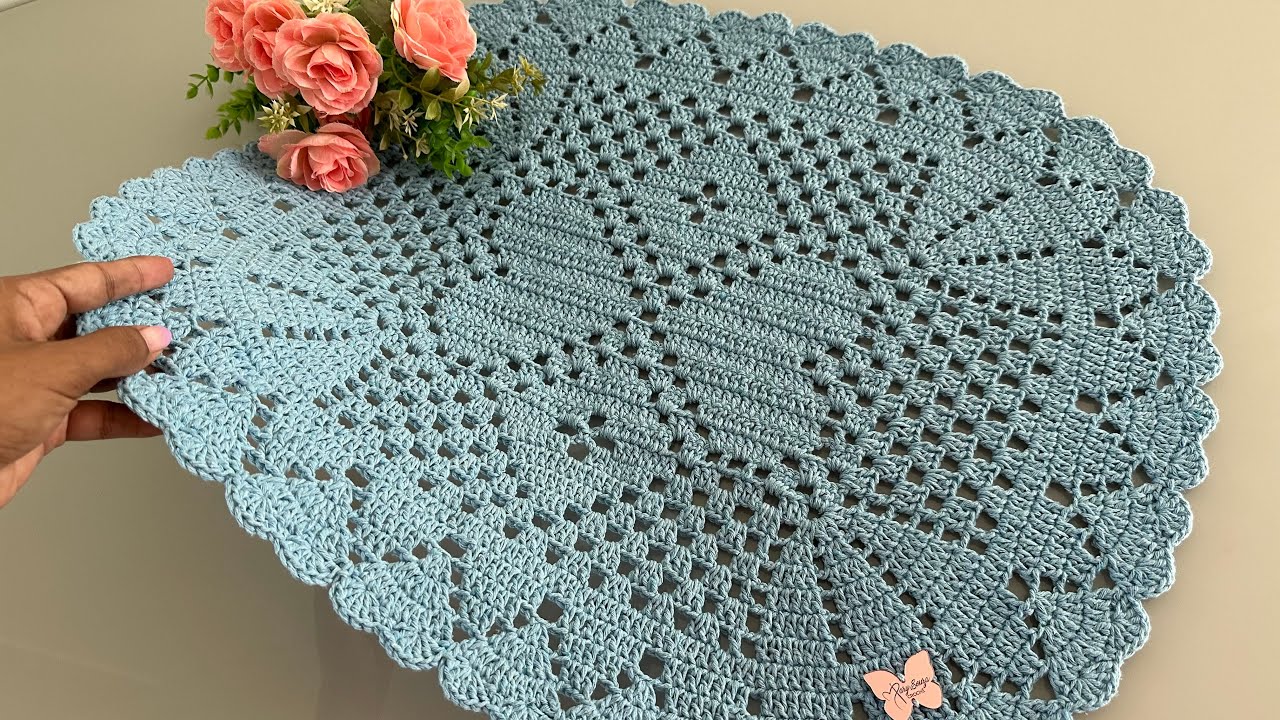 Tapete Corações Azul Passo a passo Completo