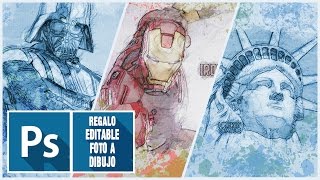 Editable psd para convertir foto en dibujo en 5 segundos con Photoshop by @ildefonsosegura