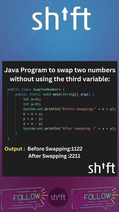 Swap two numbers without using the third variable logic in java - YouTube