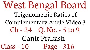 Trigonometric Ratios of Complementary Angle Part 3 | WB Class X Math Chapter 24 | Chapter 24 |