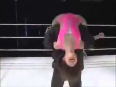 HeadLock backbreaker hold and foot on face Sexy female wrestling Ja