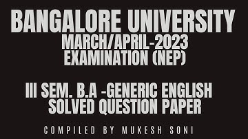 BU-MARCH-23 III SEM. B.A. ENGLISH SOLVED QUESTION PAPER