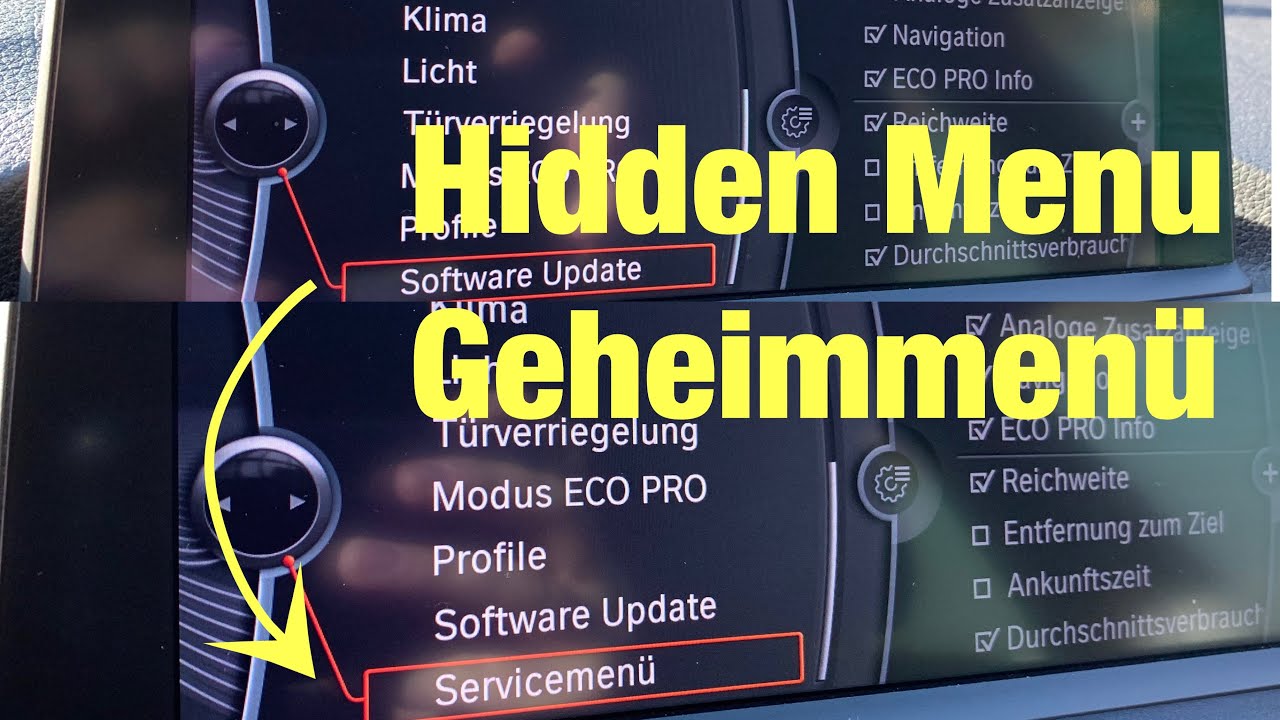 How do BMW Geheimmenü ohne Diagnose Hidden Menü Navi F10 F20 F30 F31 ...