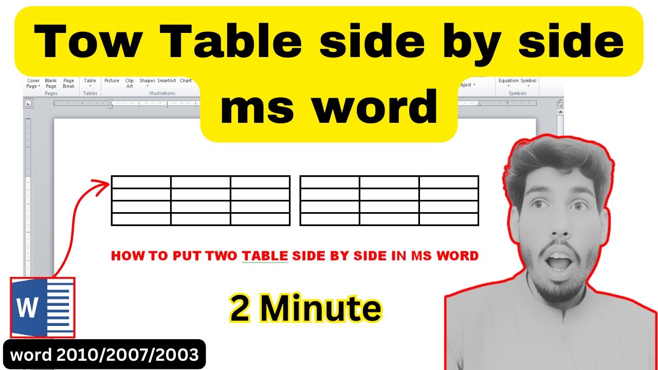 How to put two tables side by side in word|Ms word tutorial| - YouTube
