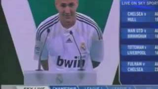 Karim Benzema's Full Official Presentation At Santiago Bernabeu (09-07-09)